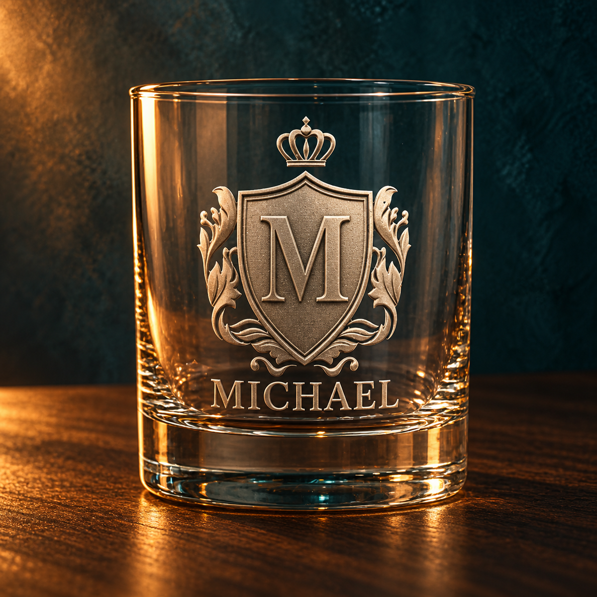 Whiskyglas 300 ml mit goldenem 3D-Wappen