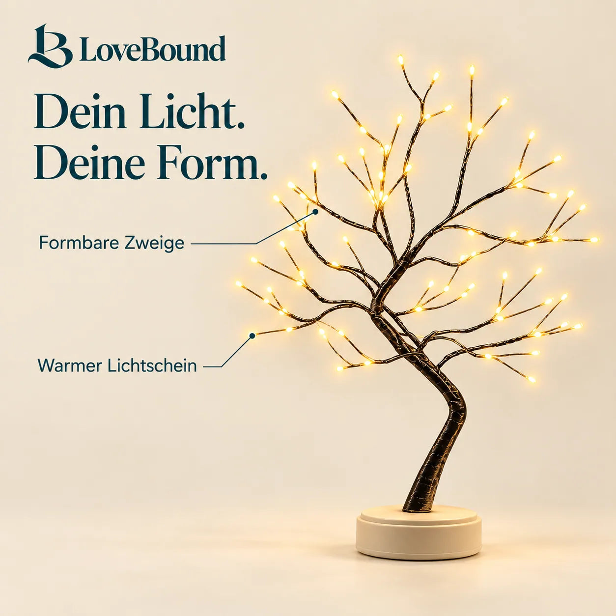 Formbarer Dekobaum mit 108 LEDs – LoveBound Galerieansicht 4