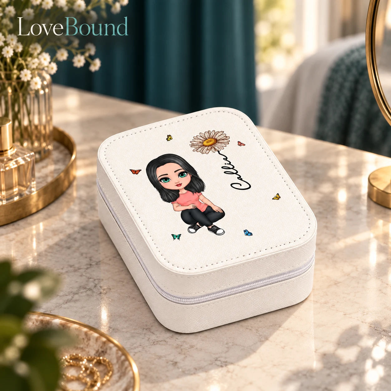 Schmuckkästchen mit Figur und LED-Spiegel – LoveBound Galerieansicht 2
