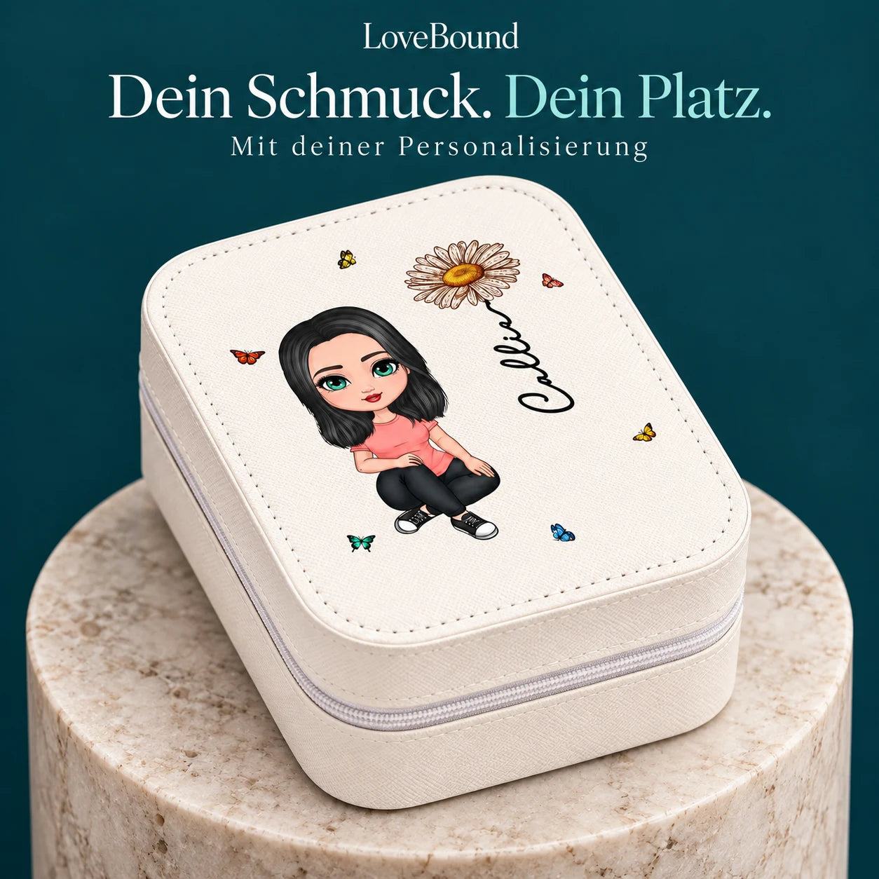 Schmuckkästchen mit Figur und LED-Spiegel – LoveBound Galerieansicht 1