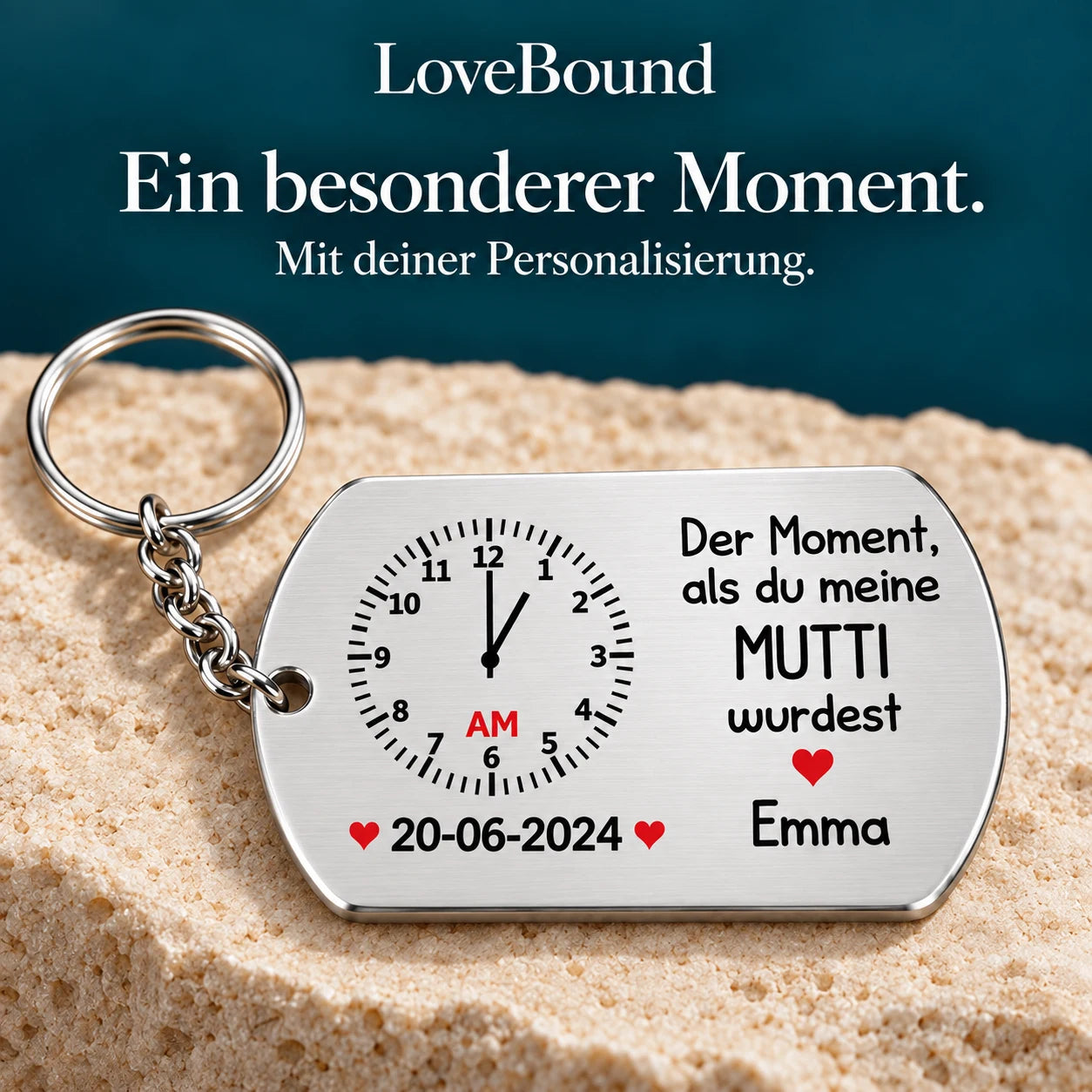 Schlüsselanhänger aus Aluminium mit Foto – LoveBound Galerieansicht 1