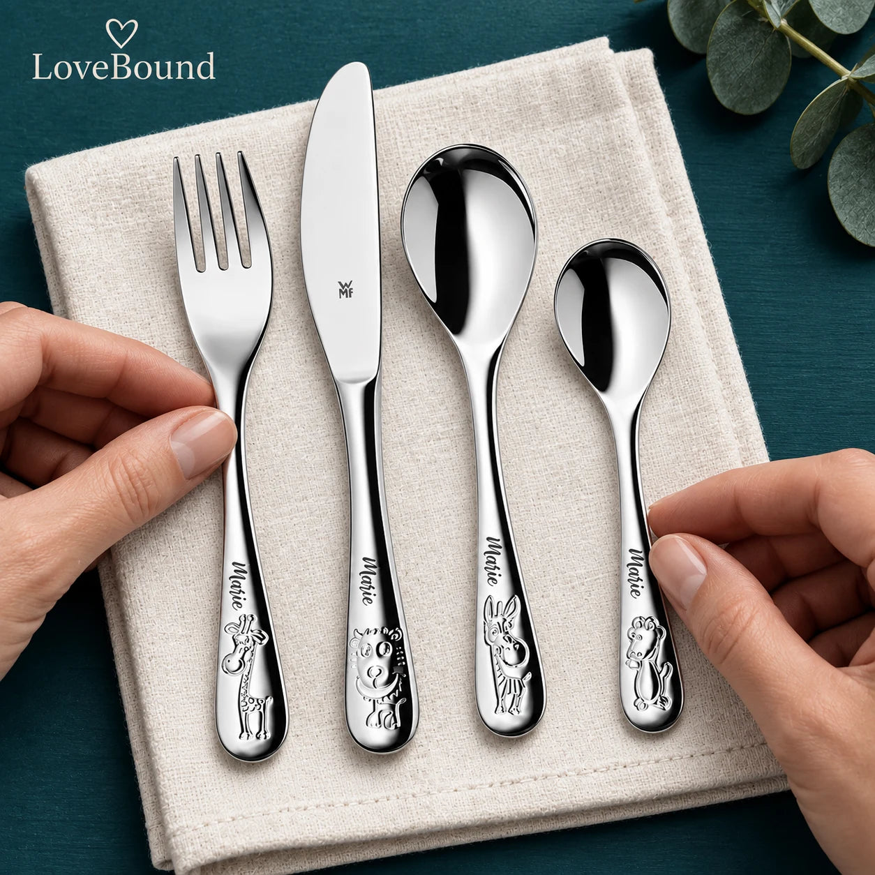 Kinderbesteck mit Namensgravur, 4-teilig – LoveBound Galerieansicht 4
