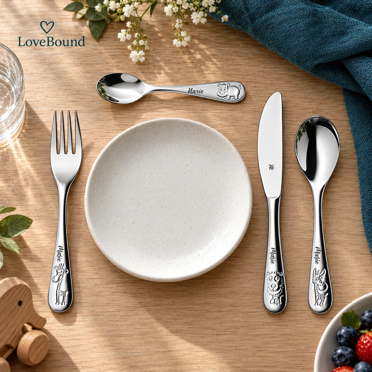Kinderbesteck mit Namensgravur, 4-teilig – LoveBound Galerieansicht 2