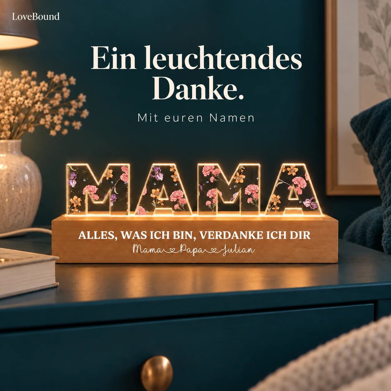 Geburtsblumen-Nachtlicht für Mama und Oma – LoveBound Galerieansicht 1
