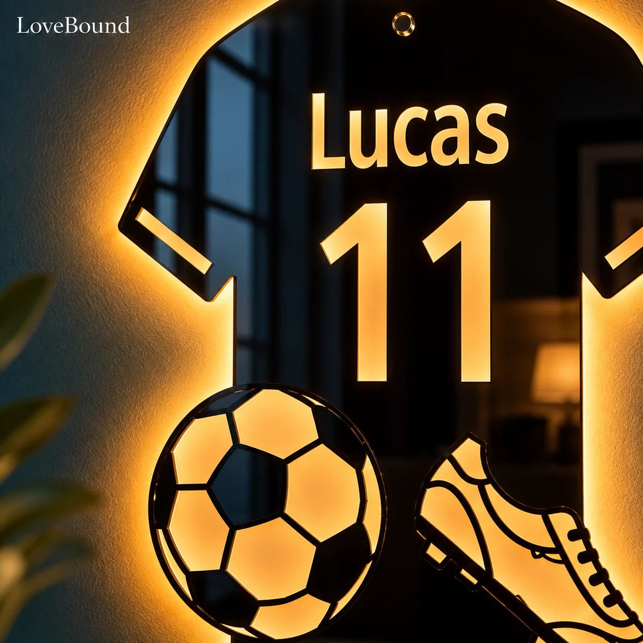 LED-Spiegel im Fußballtrikot-Design – LoveBound Galerieansicht 3